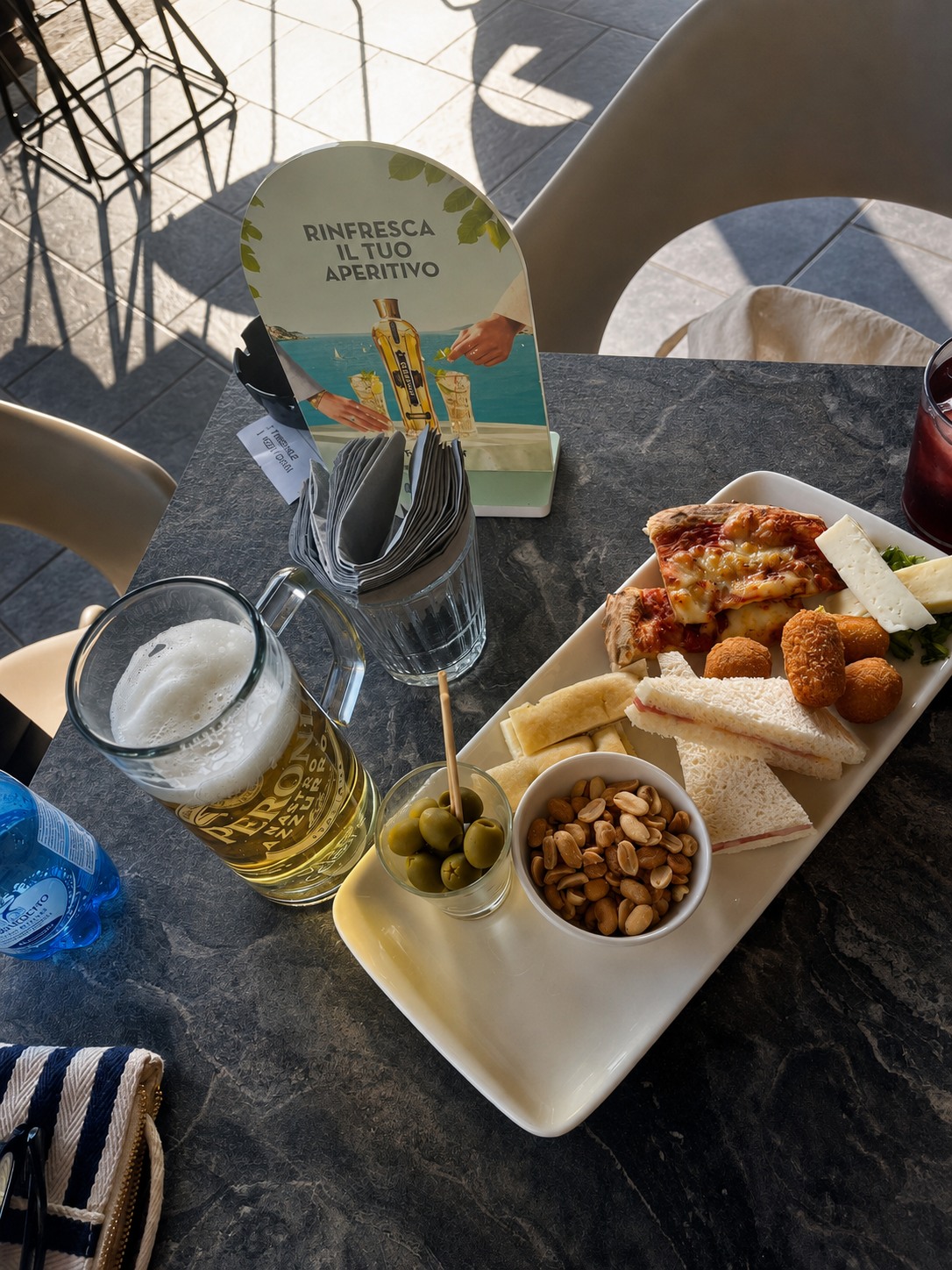 An Italian aperitivo table set for an early evening.