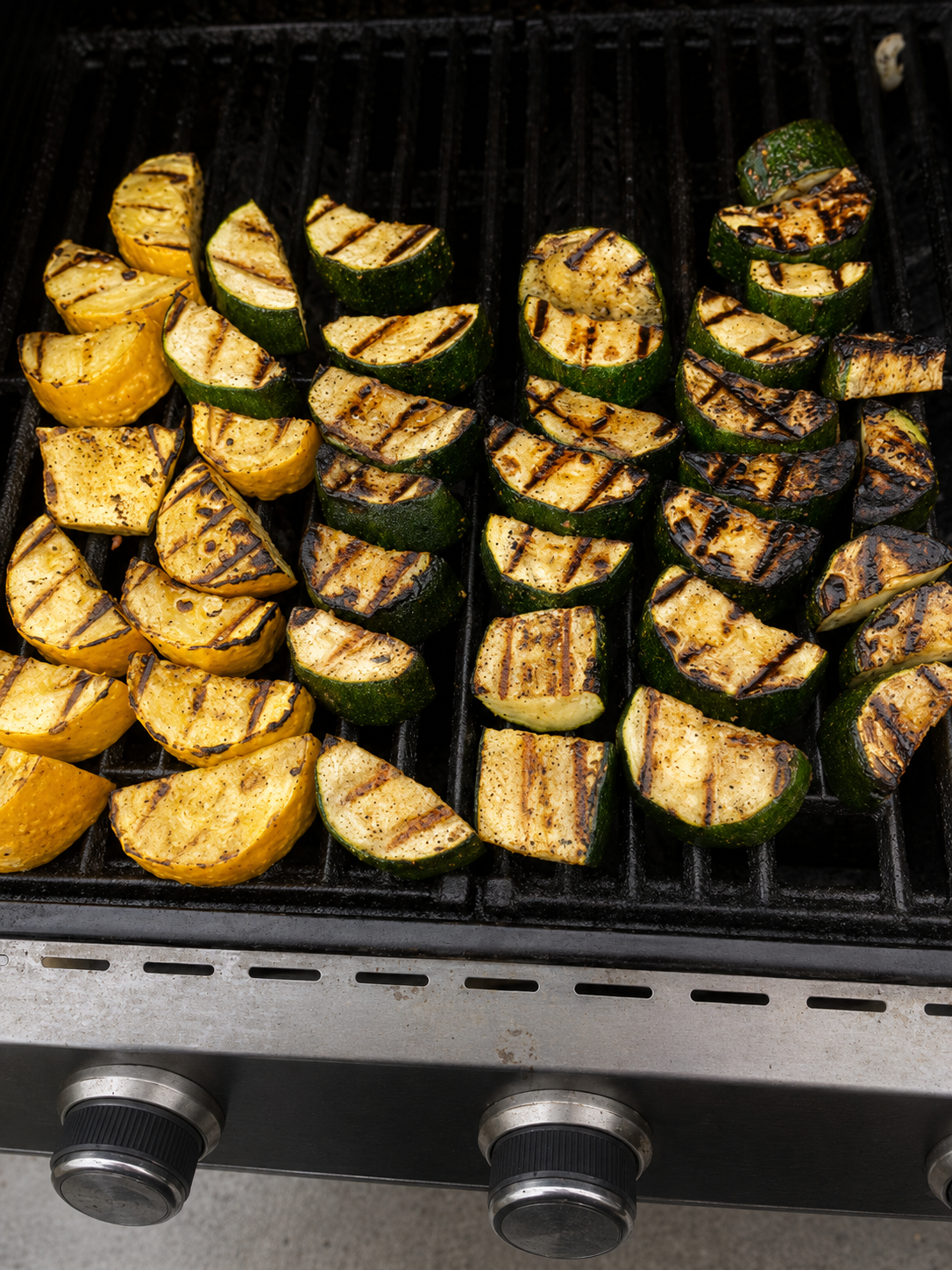 Zucchini and yellow squash with dark grill marks