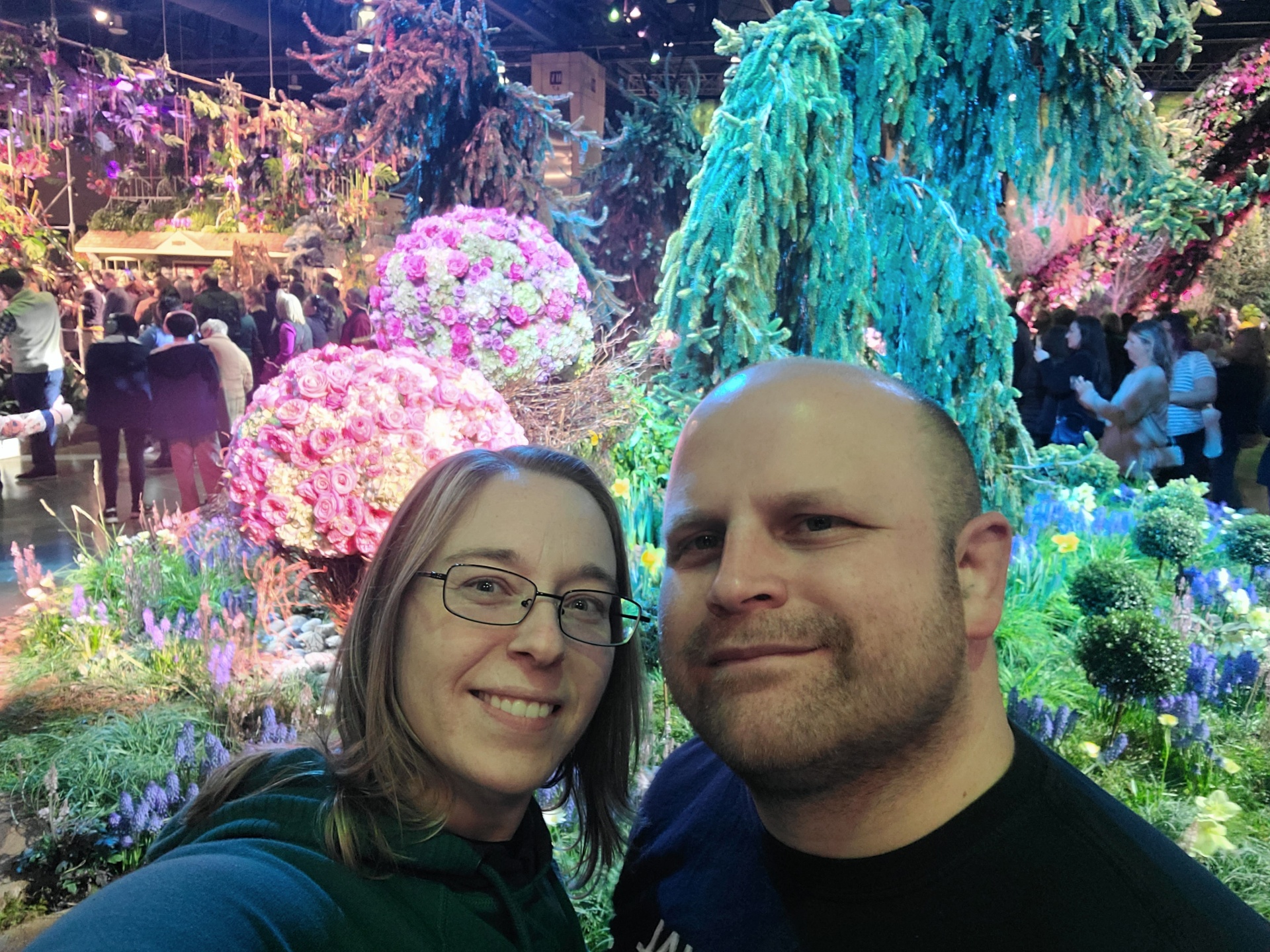 Alex DelCollo with her husband at the Philadelphia Flower Show.