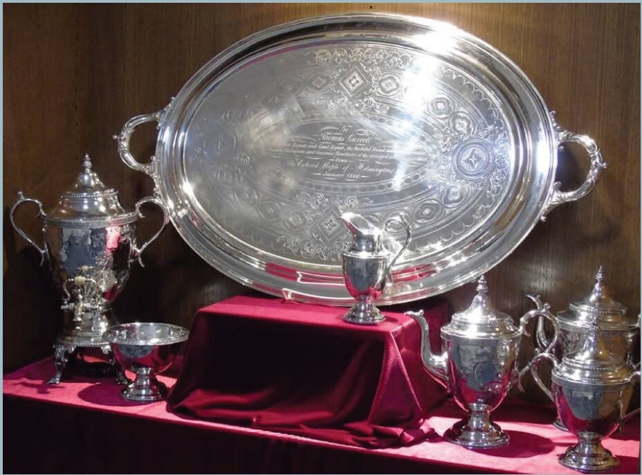 The 1866 silver service presented to Thomas Garrett by the people of Wilmington