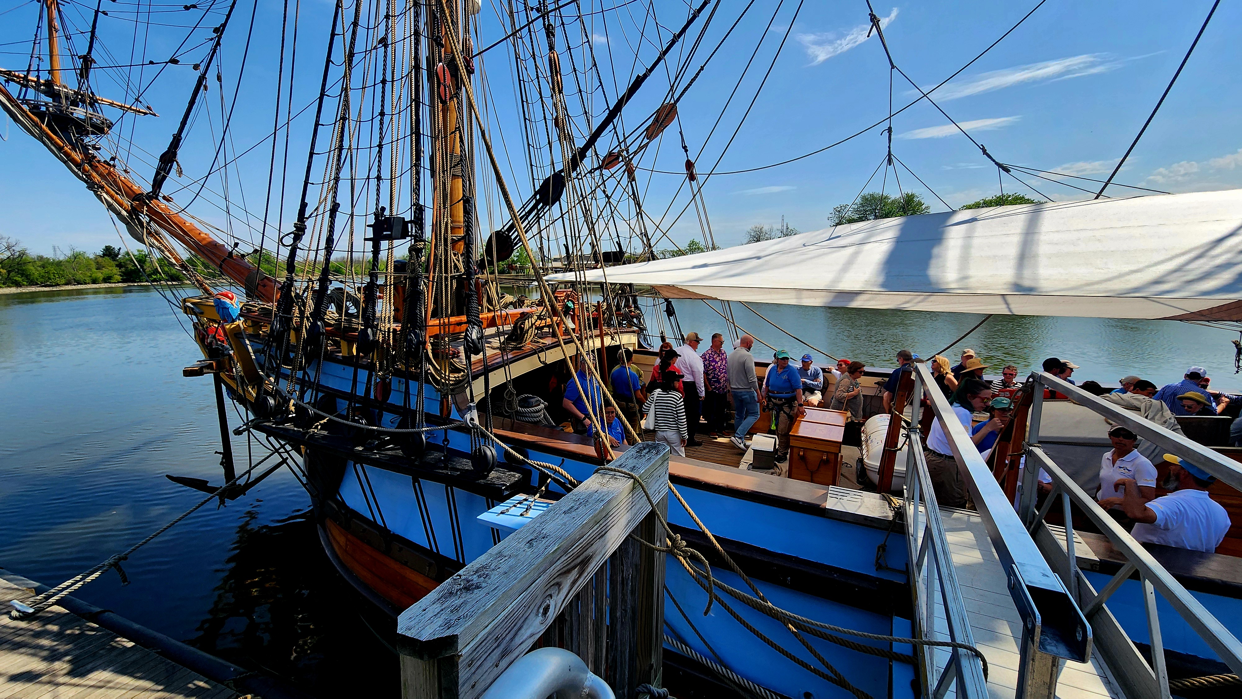 The Kalmar Nyckel at dock on the Christina River in Wilmington, Delaware