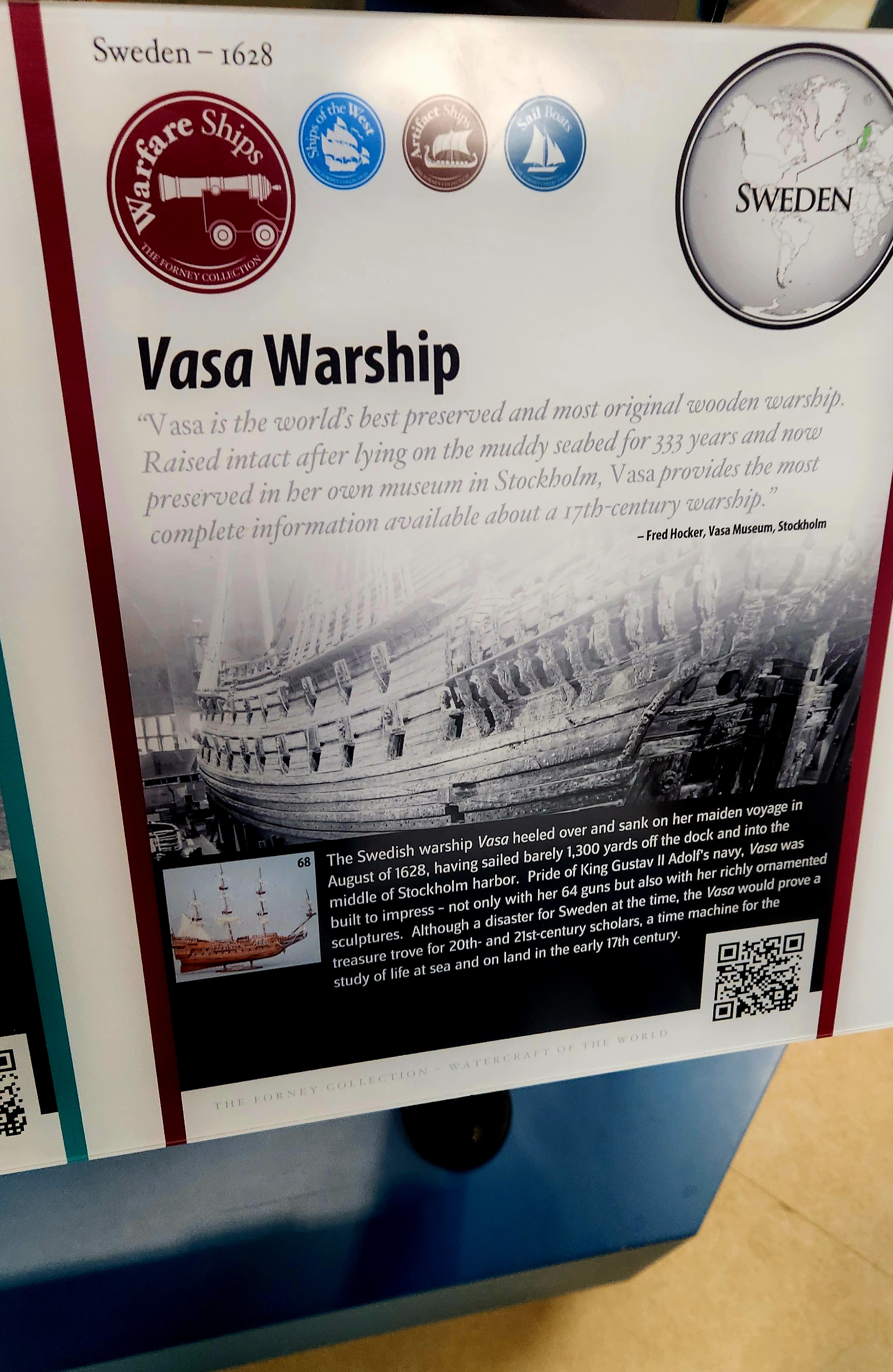 Vasa warship interpretive panel inside the museum
